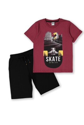 Wholesale 2-Piece Boys T-shirt Set with Shorts 8-14Y Elnino 1025-22155 Claret Red
