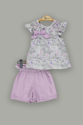 Wholesale 2-Piece Girl Shorts Set With Blouse 2-5Y Kumru Bebe 1075-3679 Lilac