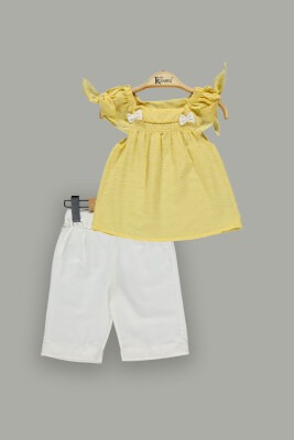 Wholesale 2-Piece Girls Blouse and Shorts Sets 2-5Y Kumru Bebe 1075-3821 Yellow