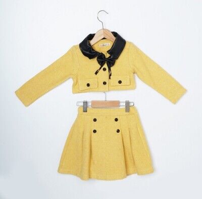 Wholesale 2-Piece Girls Jacket and Skirt Sets 3-6Y Büşra Bebe 1016-23236 Mustard
