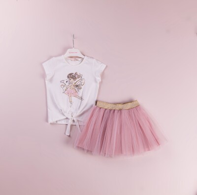Wholesale 2-Piece Girls Skirt and Printed T-shirt Set 1-4Y BabyRose 1002-4147 - Babyrose
