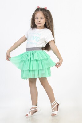 Wholesale 2-Piece Girls Skirt and T-shirt Set 4-8Y DMB Boys&Girls 1081-M 0142 Mint Green 