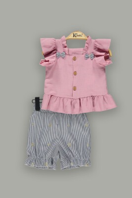 Wholesale 2-Piece Girls Sleeveless Blouse and Shorts Sets 2-5Y Kumru Bebe 1075-3819 - Kumru Bebe (1)