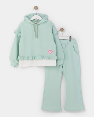 Wholesale 2-Piece Girls Sweat Set with Pants 5-8Y Miniloox 1054-23227 Mint Green 