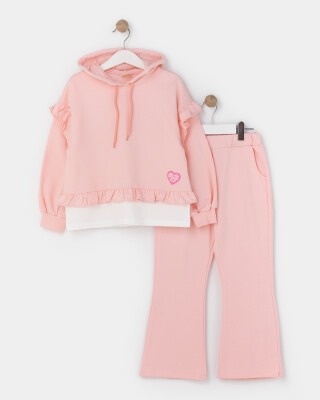 Wholesale 2-Piece Girls Sweat Set with Pants 5-8Y Miniloox 1054-23227 Pink