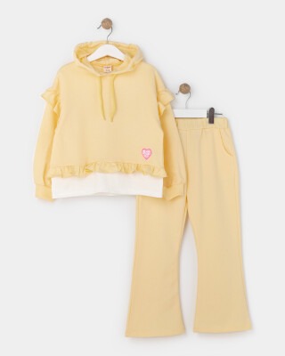 Wholesale 2-Piece Girls Sweat Set with Pants 5-8Y Miniloox 1054-23227 Yellow