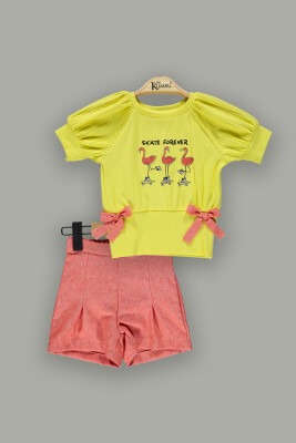 Wholesale 2-Piece Girls T-shirt and Shorts 2-5Y Kumru Bebe 1075-3941 Yellow