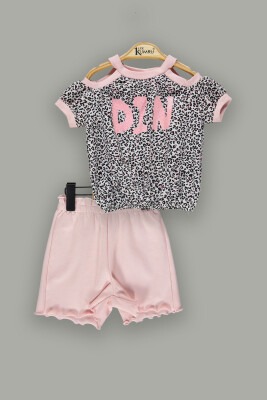 Wholesale 2-Piece Girls T-shirt and Shorts Set 2-5Y Kumru Bebe 1075-3636 Pink