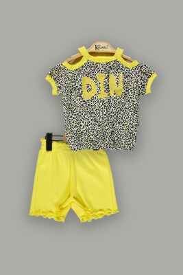 Wholesale 2-Piece Girls T-shirt and Shorts Set 2-5Y Kumru Bebe 1075-3636 Yellow