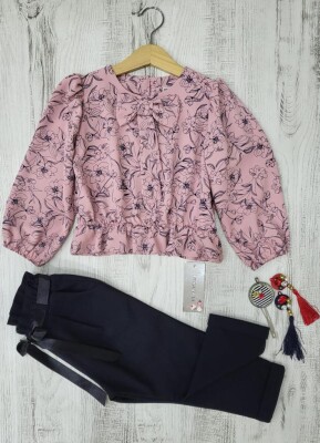 Wholesale 2-Piece Patterned Blouse and Pants 3-7Y Moda Mira 1080-6087 - Moda Mira (1)