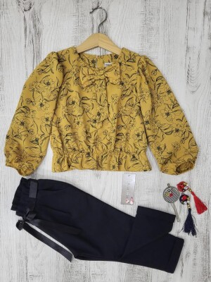 Wholesale 2-Piece Patterned Blouse and Pants 3-7Y Moda Mira 1080-6087 Honey foam