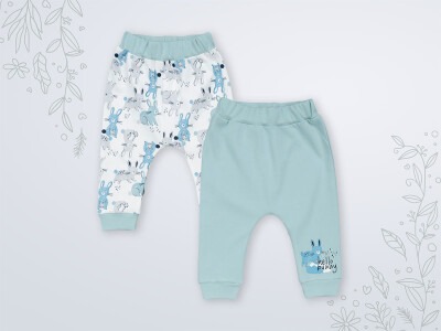 Wholesale 2-Piece Unisex Baby Pants 3-18M Miniworld 1003-18103 Light Blue