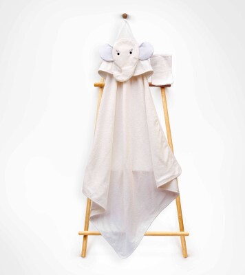 Wholesale 2-Piece Unisex Kids Scrub Mitt and Towel Set 1-3Y 85X80 Babyline 2015-9-486 Ecru
