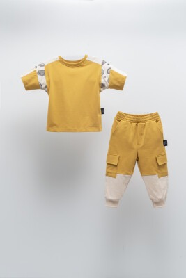 Wholesale 2-Piece Unisex Kids Tracksuit Set 6-9Y Moi Noi 1058-MN51333 Mustard