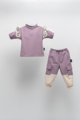Wholesale 2-Piece Unisex Kids Tracksuit Set 6-9Y Moi Noi 1058-MN51333 Purple