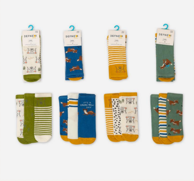 Wholesale 24-Piece Boys SocksDefne 1064-DFN3-E017-22(3-4) - Defne