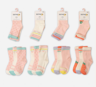 Wholesale 24-Piece Girls SocksDefne 1064-DFN3-K022-22(3-4) - Defne