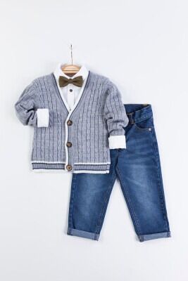 Wholesale 3-Piece Baby Boys Cardigan Set with Shirt and Pants 6-24M Gold Class 1010-1412 - Gold Class