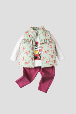 Wholesale 3-Piece Baby Girls Coat Set with Sweat and Sweatpants 9-24M Kidexs 1026-90097 - Kidexs (1)