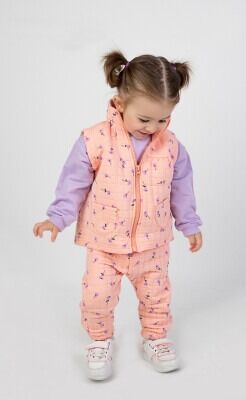 Wholesale 3-Piece Baby Girls Jacket Sweat and Pants Set 6-18M Tuffy 1099-6533 pinkish orange