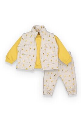 Wholesale 3-Piece Baby Girls Jacket Sweat and Pants Set 6-18M Tuffy 1099-6533 Beige Melange