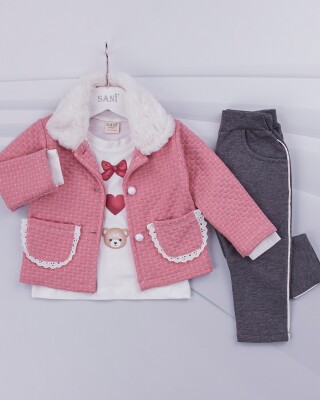 Wholesale 3-Piece Baby Girls Set with Jacket, Long Sleeve T-shirt and Pants 9-24M Sani 1068-6907 - Sani (1)