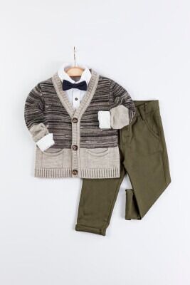 Wholesale 3-Piece Boys Cardigan Set with Shirt and Pants 6-24M Gold Class 1010-1410 - Gold Class (1)
