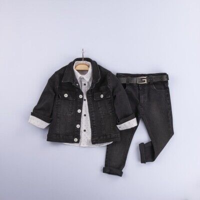 Wholesale 3-Piece Boys Jacket Set with Pants and Shirt 6-9Y Gold Class 1010-3221 Black
