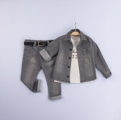 Wholesale 3-Piece Boys Jacket Shirt and Denim Pants Set 2-5Y Gold Class 1010-2240 - Gold Class (1)