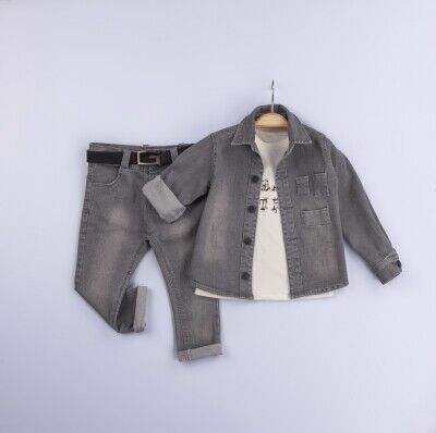 Wholesale 3-Piece Boys Jacket T-shirt and Denim Pants 6-9Y Gold Class 1010-3236 - Gold Class (1)