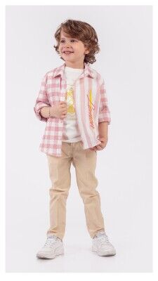 Wholesale 3-Piece Boys Shirt T-shirt and Pants Set 1-4Y Lemon 1015-9890 Pink