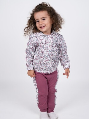 Wholesale 3-Piece Girls Cardigans Set with Pants and Sweat 6-24M Baby Serkon&Kids 1084-M0602 Damson Color