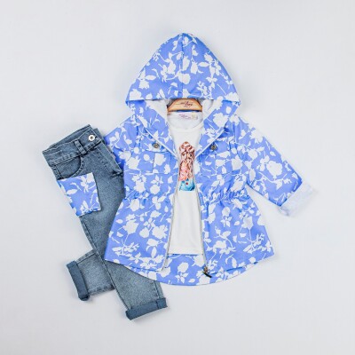 Wholesale 3-Piece Girls Jacket Body and Denim Pants 2-6Y Miss Lore 1055-5507 Blue