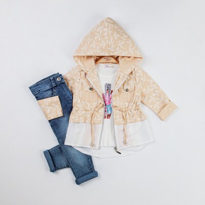 Wholesale 3-Piece Girls Jacket Body and Denim Pants 2-6Y Miss Lore 1055-5516 Yellow