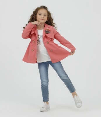 Wholesale 3-Piece Girls Jacket Body and Denim Pants Set 2-6Y Miss Lore 1055-5501 Vermilon