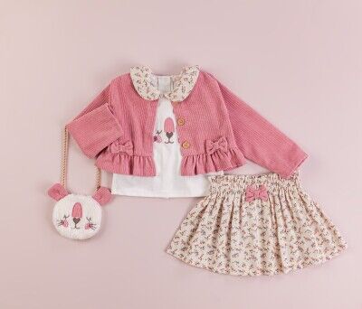  Wholesale 3-Piece Girls Jacket Set With Skirt, T-Shirt And Bag 9-24M BabyRose 1002-4293 Pink