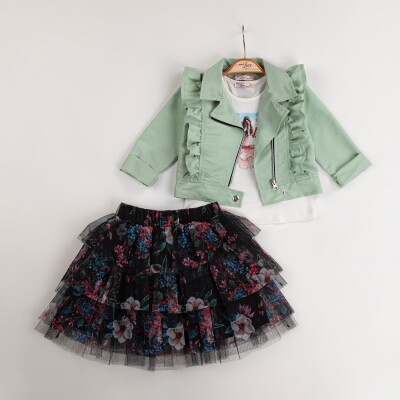 Wholesale 3-Piece Girls Jacket, Tulle Skirt and Body 2-6Y Miss Lore 1055-5532 Khaki