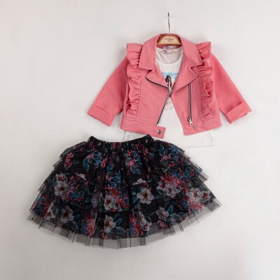 Wholesale 3-Piece Girls Jacket, Tulle Skirt and Body 2-6Y Miss Lore 1055-5532 Vermilon