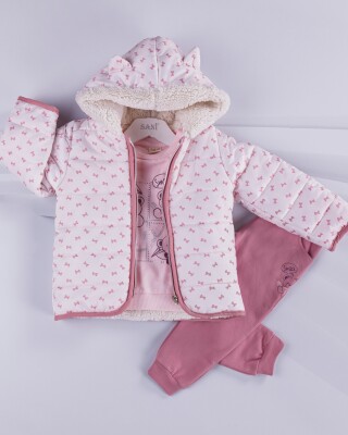 Wholesale 3-Piece Girls Set with Coat, Long Sleeve T-shirt and Pants 2-5Y Sani 1068-9743 - Sani (1)