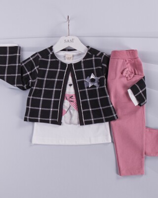 Wholesale 3-Piece Girls Set with Jacket, Long Sleeve T-shirt and Pants 1-4Y Sani 1068-4481 - Sani (1)