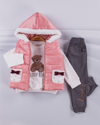 Wholesale 3-Piece Girls Set with Jacket, Sweat and Pants 2-5Y Sani 1068-9741 - Sani (1)