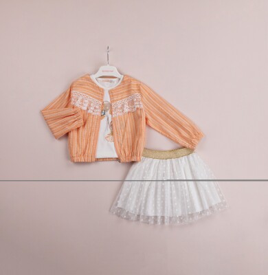 Wholesale 3-Piece Girls Skirt Set with T-shirt and Jacket 1-4Y BabyRose 1002-4049 Orange