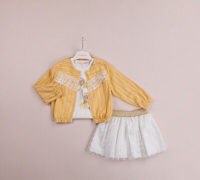 Wholesale 3-Piece Girls Skirt Set with T-shirt and Jacket 1-4Y BabyRose 1002-4049 Yellow