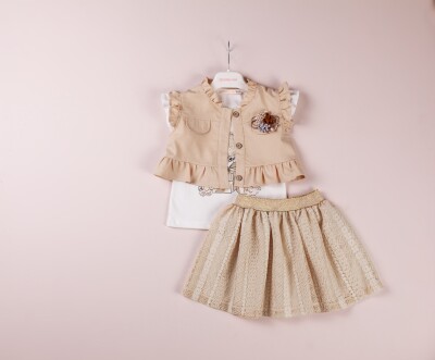 Wholesale 3-Piece Girls T-shirt Skirt and Vest 1-4Y BabyRose 1002-4096 - Babyrose