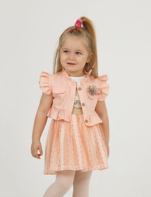 Wholesale 3-Piece Girls T-shirt Skirt and Vest 1-4Y BabyRose 1002-4096 Salmon Color 