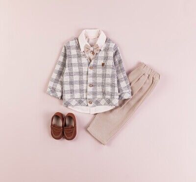 Wholesale 4-Piece Baby Boys Cardigan Shirt Shoes and Pants Set 3-12M BabyRose 1002-4388 - BabyRose (1)