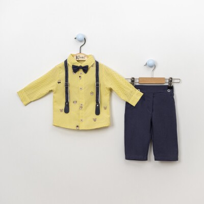 Wholesale 4-Piece Baby Boys Shirt Pants Suspender and Bowtie 6-18M Kumru Bebe 1075-3889 - Kumru Bebe (1)