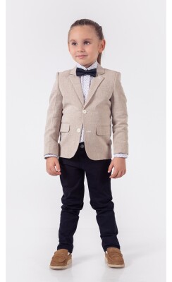 Wholesale 4-Piece Boys Suit Set with Shirt Jacket Pants and Bowti 1-4Y Lemon 1015-9814 - Lemon