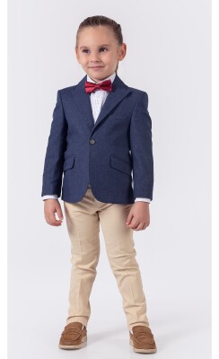 Wholesale 4-Piece Boys Suit Set with Shirt Jacket Pants and Bowti 1-4Y Lemon 1015-9826 Navy 