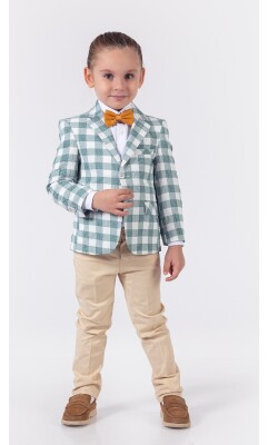 Wholesale 4-Piece Boys Suit Set with Shirt Jacket Pants and Bowti 5-8Y Lemon 1015-9809 Green